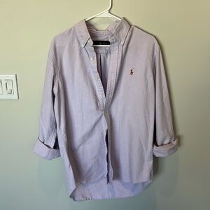 Ralph Lauren Costal Preppy Button Up Pastel Purple Lilac 100% Cotton Size L